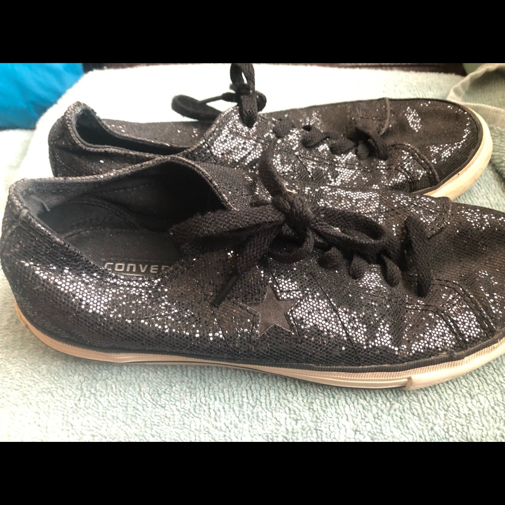 Converse One Star W 8M sparkly black EUC!